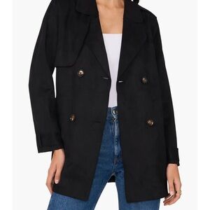 Vince Camuto Women's Black Double Breasted Faux Suede Short Trench Coat size XL